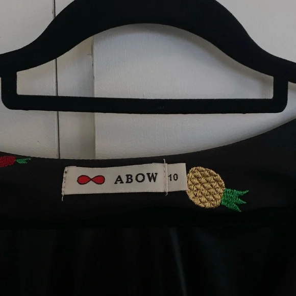 Abow Black Dress with Fruit Embroidery 🍉 🍎 🍌 Size 10 - Picture 9 of 16